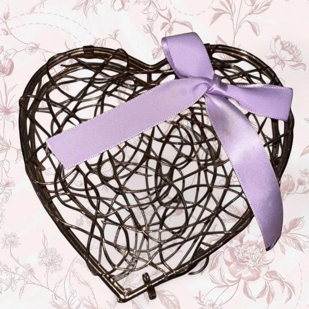 Heart Shaped Box for Potpourri or Soft Things Wired Hinged Valentines Gift